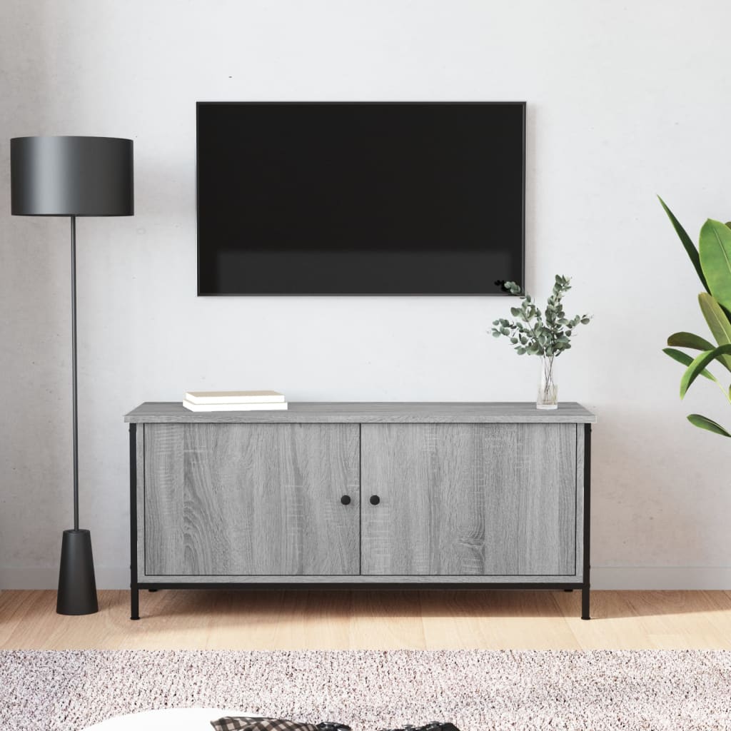 Meuble TV avec portes sonoma gris 102x35x45cm bois d'ingénierie