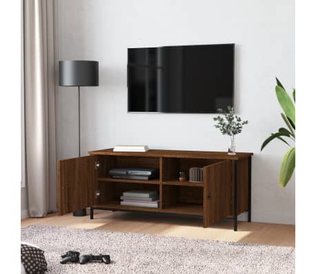 vidaXL Έπιπλο Τηλεόρασης με Πόρτες Καφέ Δρυς 102x35x45 εκ. Επεξ.Ξύλο