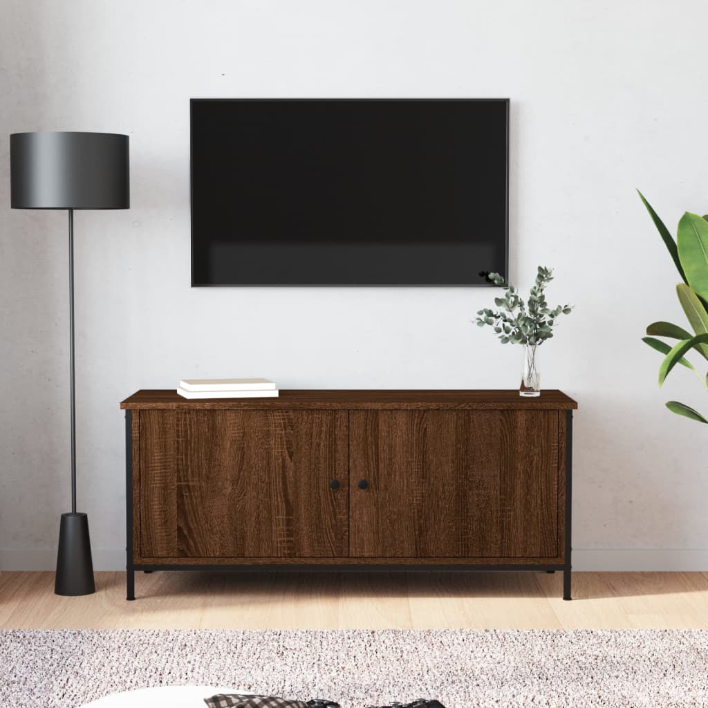 vidaXL Comodă TV cu uși, stejar maro, 102x35x45 cm, lemn prelucrat