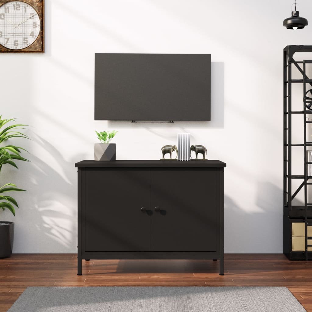vidaXL Comodă TV cu uși, negru, 60x35x45 cm, lemn prelucrat