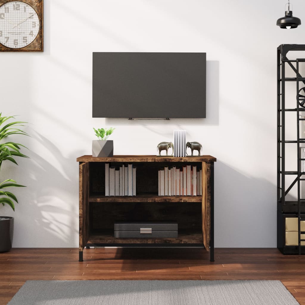 vidaXL Comodă TV cu uși, stejar afumat, 60x35x45 cm, lemn prelucrat