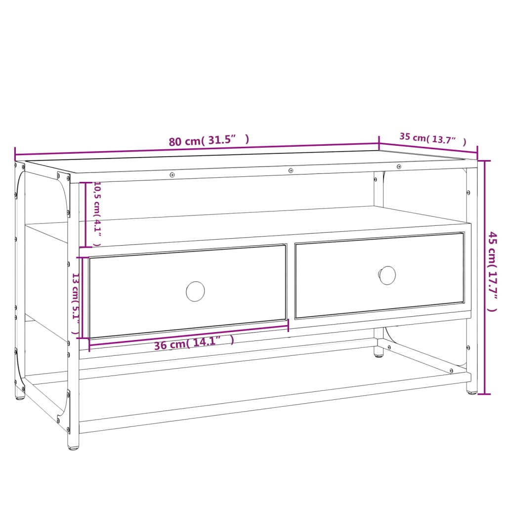 TV skříňka hnědý dub 80 x 35 x 45 cm kompozitní dřevo