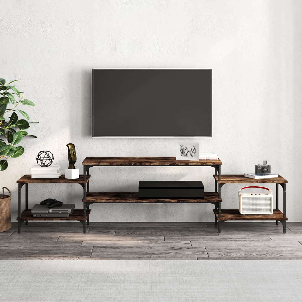 vidaXL Comodă TV, stejar afumat, 197x35x52 cm, lemn prelucrat