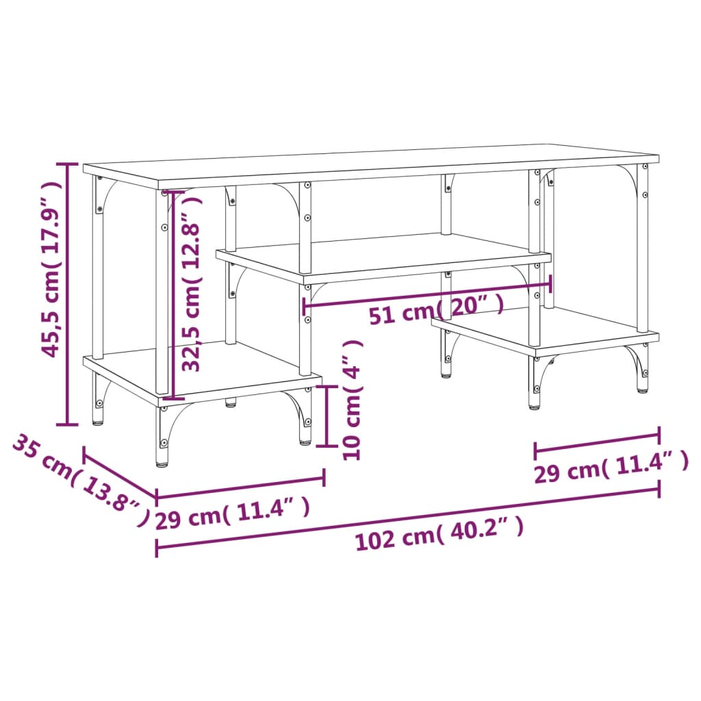 Comodă TV, stejar sonoma, 102x35x45,5 cm, lemn prelucrat