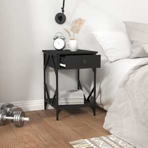 vidaXL fekete szerelt fa &eacute;jjeliszekr&eacute;ny 40 x 42 x 60 cm