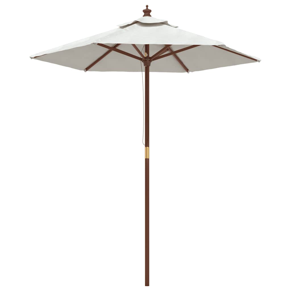 vidaXL ZahradnĂ­ sluneÄŤnĂ­k s dĹ™evÄ›nou tyÄŤĂ­ pĂ­skovĂ˝ 196 x 231 cm