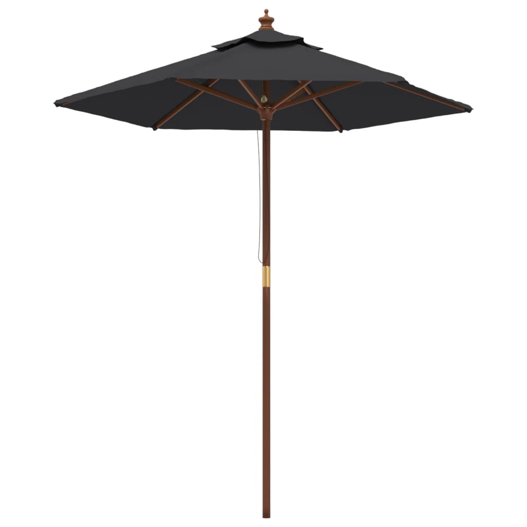 vidaXL Zahradní slunečník s dřevěnou tyčí černý 196 x 231 cm