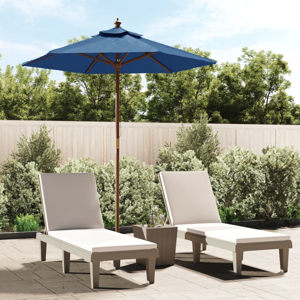 vida XL Sonnenschirm mit Holzmast Azurblau 196x 231 cm