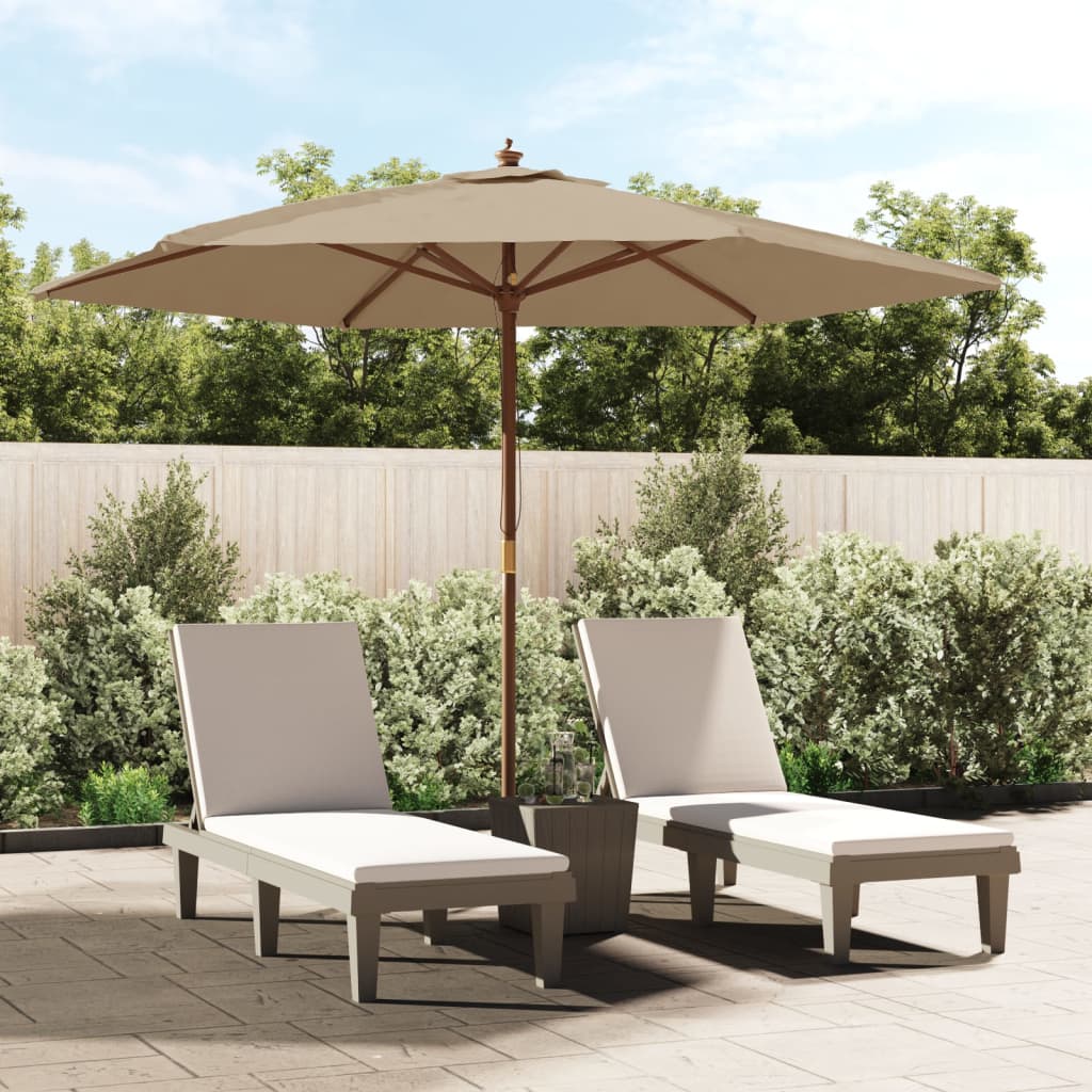 vida XL Sonnenschirm mit Holzmast Taupe 299x 240 cm