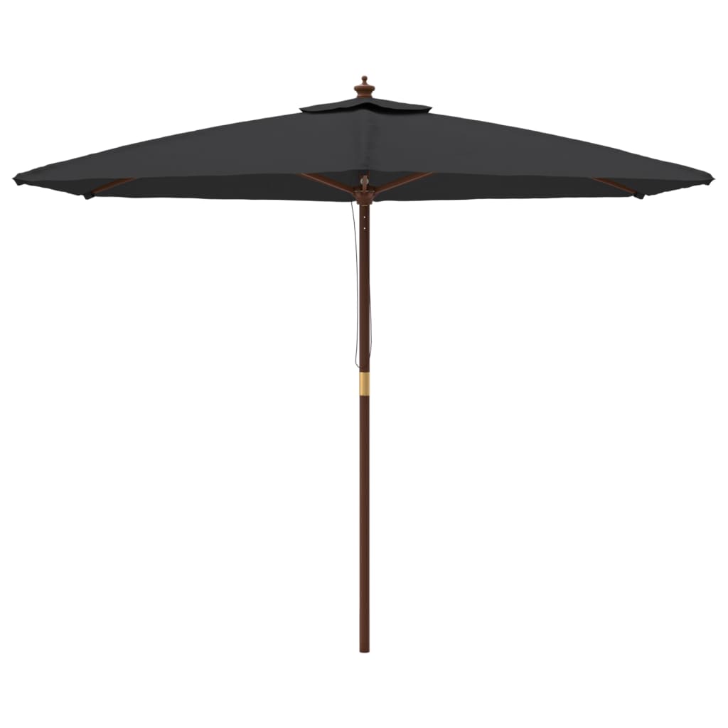 vidaXL Parasol met houten paal 299x240 cm zwart afbeelding