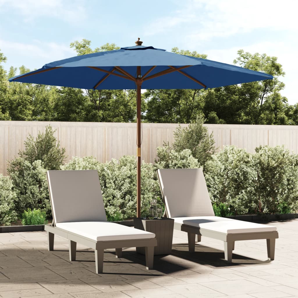 vida XL Sonnenschirm mit Holzmast Azurblau 299x 240 cm