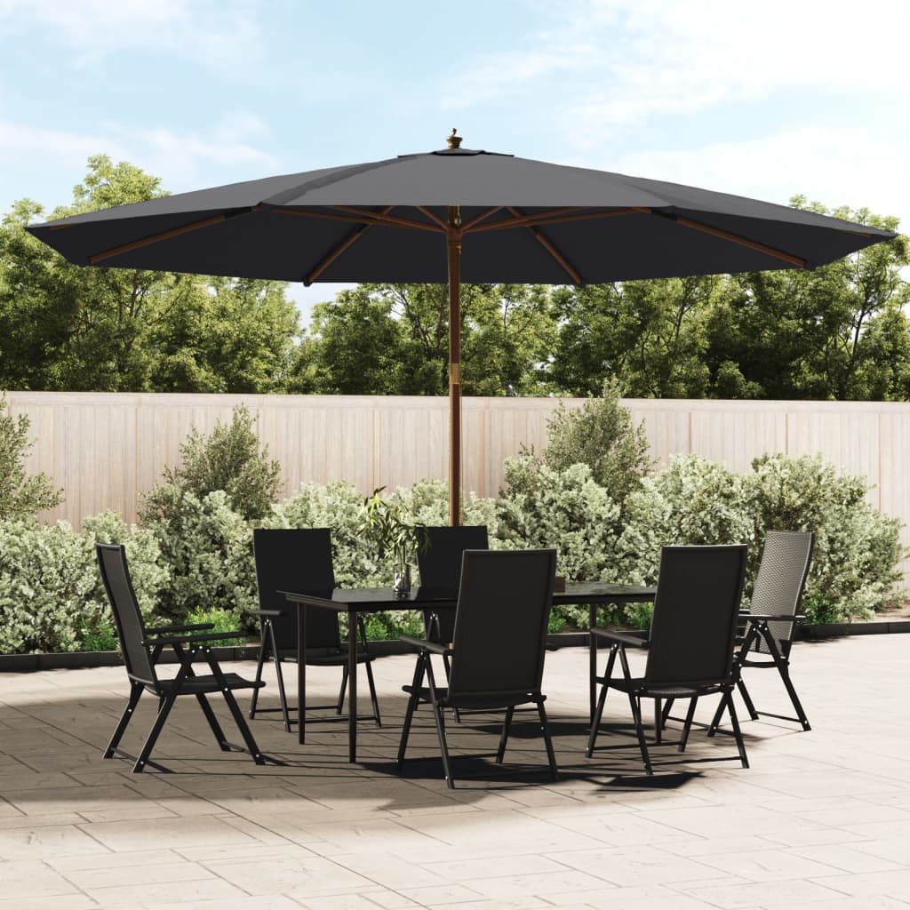 vidaXL Umbrelă de soare de grădină stâlp din lemn, negru, 400×273 cm 400x273