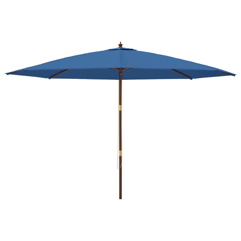 vidaXL Parasol met houten paal 400x273 cm azuurblauw afbeelding