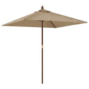 Zahradní slunečník s dřevěnou tyčí taupe 198 x 198 x 231 cm - obrázek 2