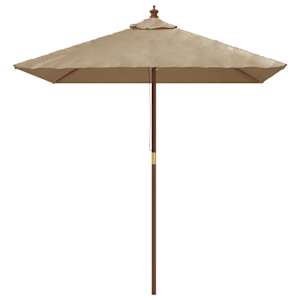 Zahradní slunečník s dřevěnou tyčí taupe 198 x 198 x 231 cm - obrázek 3