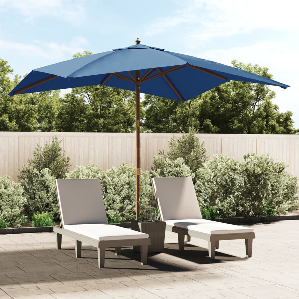 vida XL Sonnenschirm mit Holzmast Azurblau 300x 300x 273 cm