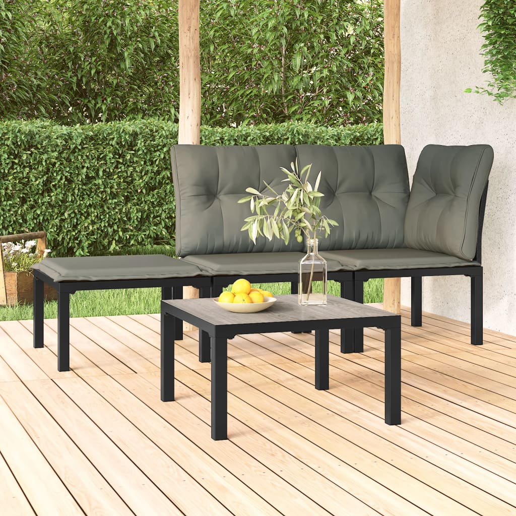 vidaXL Garten-Couchtisch Grau 55x55x31 cm DPC und Stahl