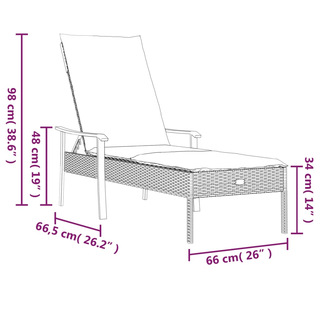 imagem de vidaXL Espreguiçadeiras 2 pcs c/ mesa e almofadões vime PE cinzento10