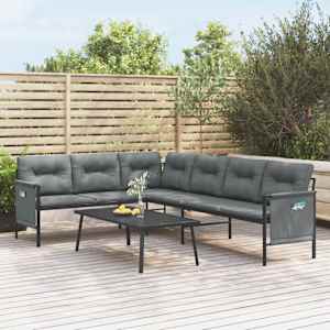 Vrtna kotna sedežna garnitura antracitna jeklo in tekstilen