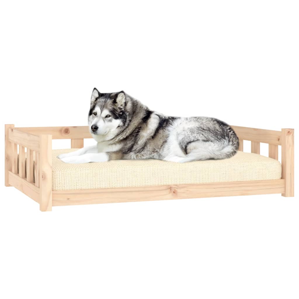 Lit en bois de pin pour chien naturel - 105,5x75,5x28 cm