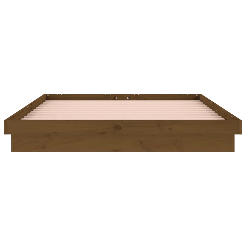 Cadru pat LED Super King 6FT, maro miere, 180x200cm, lemn masiv