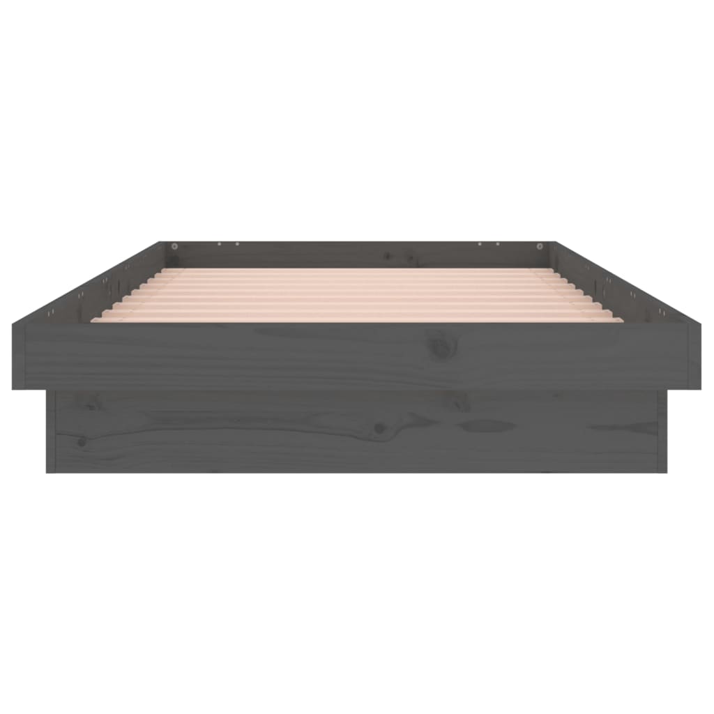 Cadru de pat single, cu LED, gri, 3FT, 90x190 cm, lemn masiv