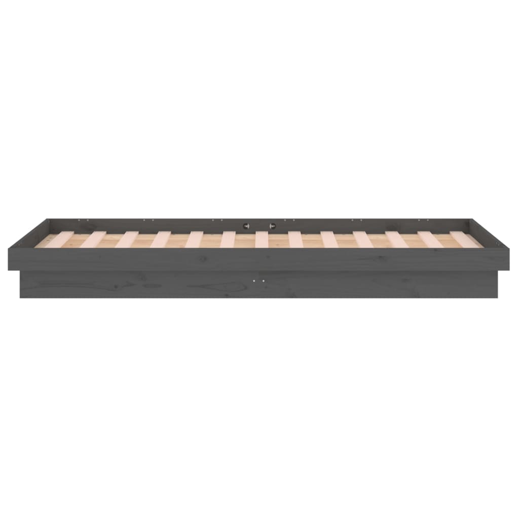 Cadru de pat single, cu LED, gri, 3FT, 90x190 cm, lemn masiv