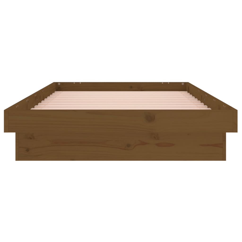 Cadru de pat LED Single 3FT, maro miere, 90x190 cm, lemn masiv