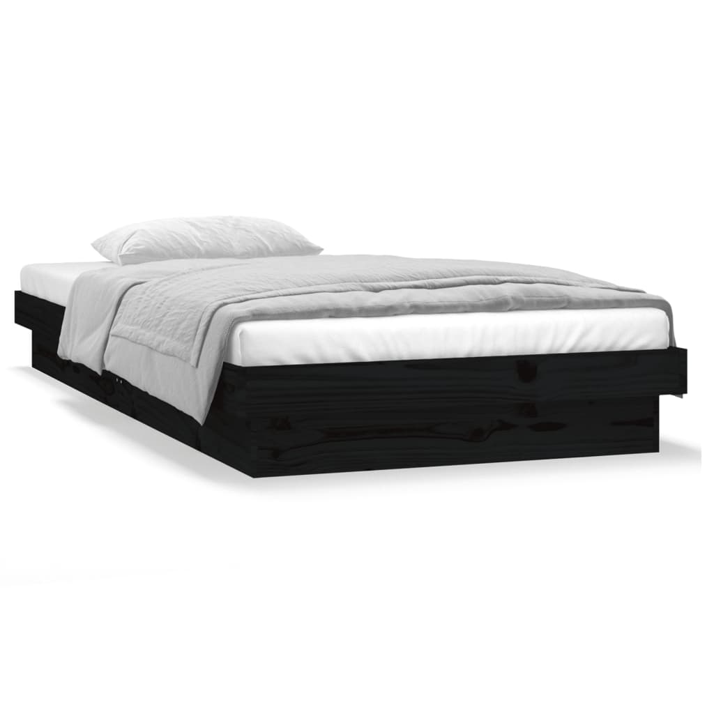 Rám postele s LED světlem černý 90x190 cm Single masivní dřevo