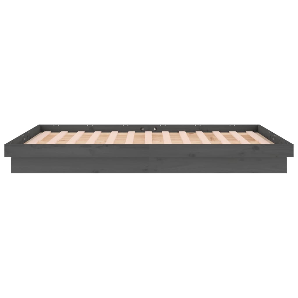 Cadru de pat cu LED mic dublu 4FT, gri, 120x190 cm, lemn masiv