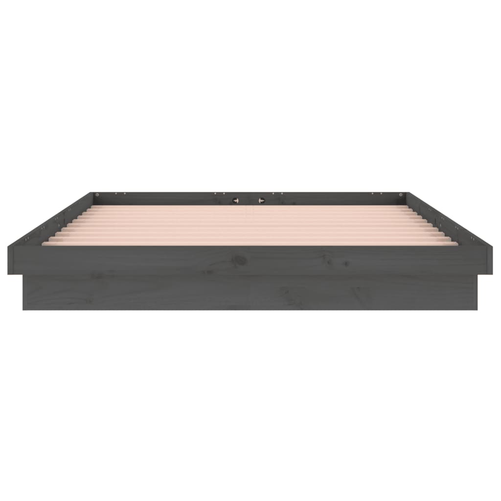 Cadru de pat dublu 4FT6, gri, 135x190 cm, lemn masiv