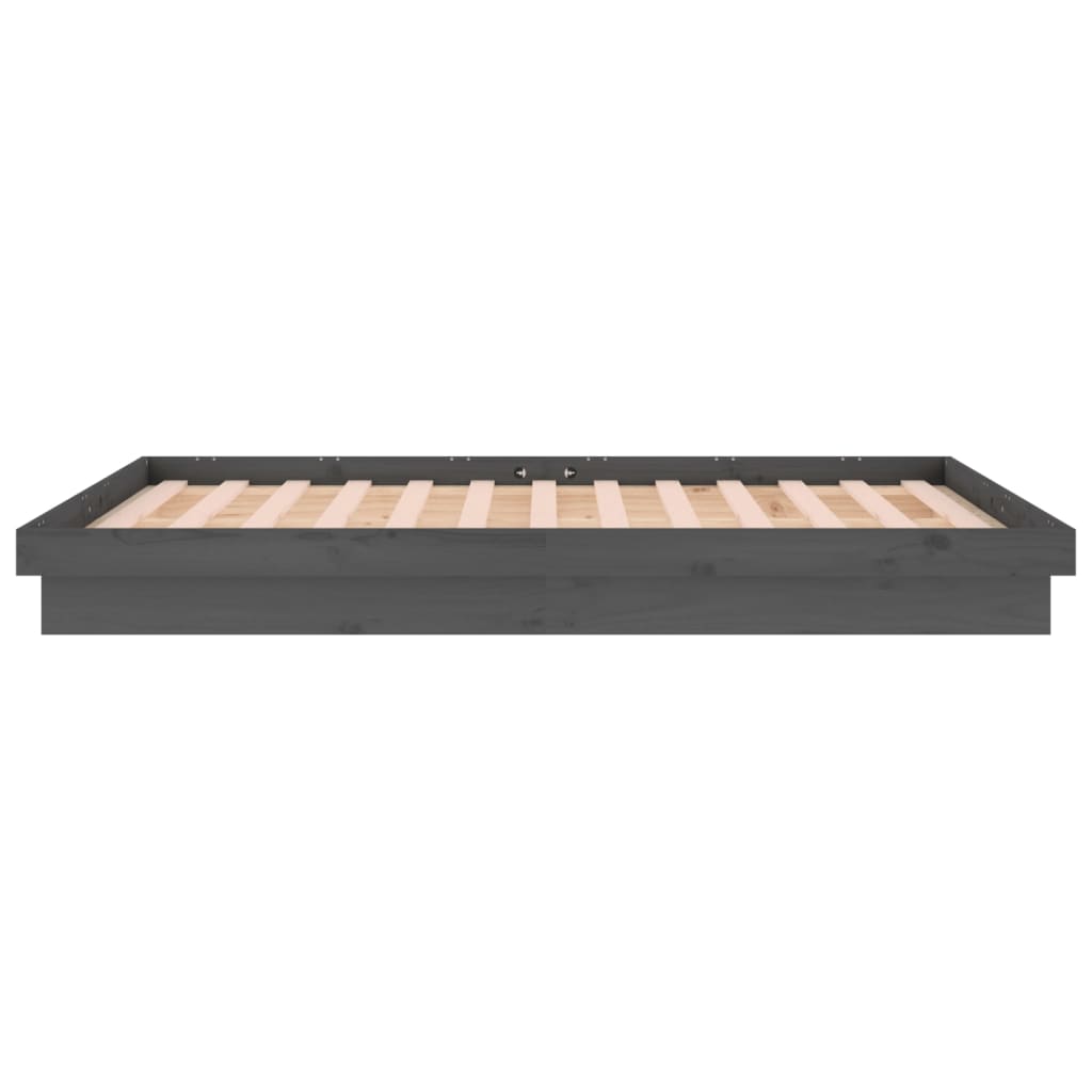 Cadru de pat dublu 4FT6, gri, 135x190 cm, lemn masiv