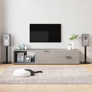 Stojalo za zvočnike 2 kosa črno kaljeno steklo 1 steber