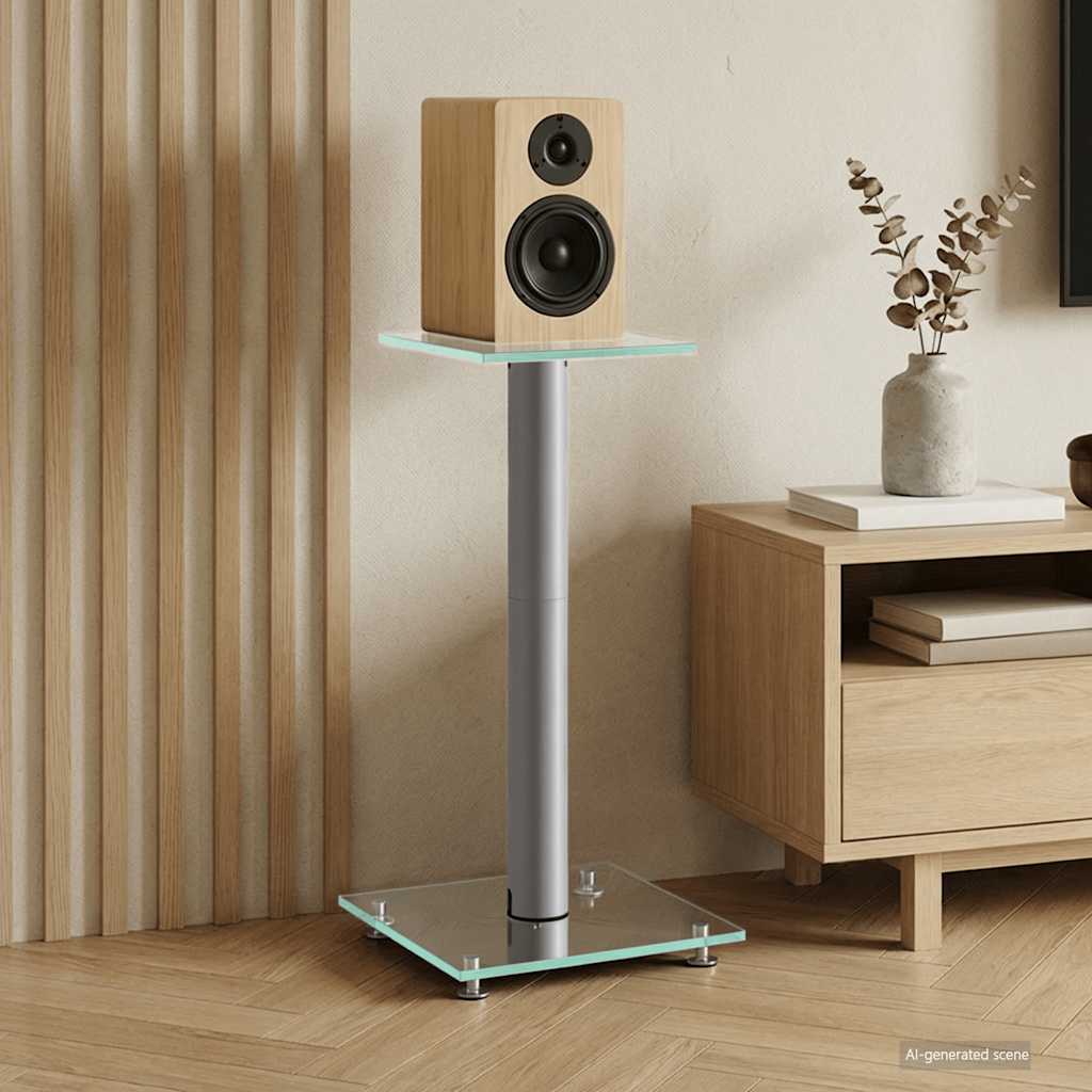 vidaXL Suporturi pentru difuzoare 2 buc, sticlă securizată, 1 stâlp