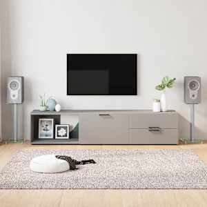 Stojalo za zvočnike 2 kosa srebrno kaljeno steklo 1 steber