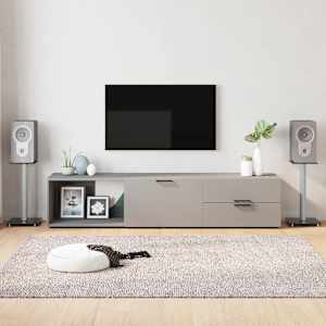 Stojalo za zvočnik 2 kosa črno srebrno kaljeno steklo 1 steber