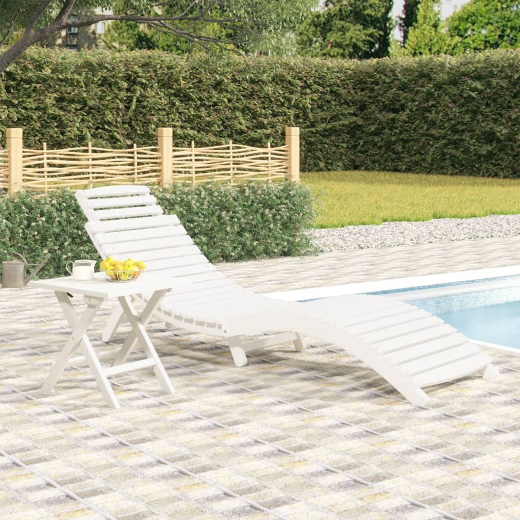 vida XL Sonnenliege Weiß 184x 55x 64 cm Massivholz Akazie