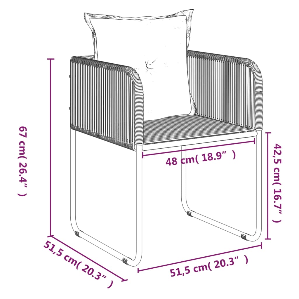 Set de servit masa pentru grădină, 7 piese, negru