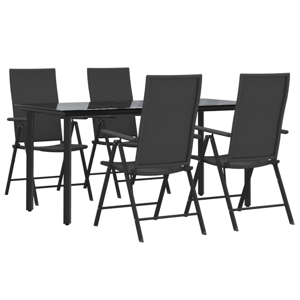 vidaXL 5-delige Tuinset poly rattan zwart afbeelding