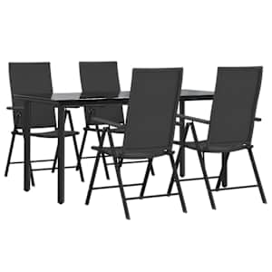 5dílný zahradní jídelní set černý polyratan - obrázek 3