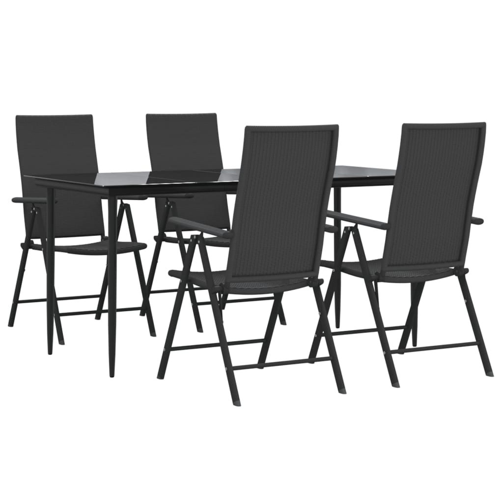vidaXL 5-delige Tuinset poly rattan zwart afbeelding