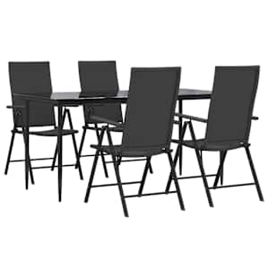 5dílný zahradní jídelní set černý polyratan - obrázek 3