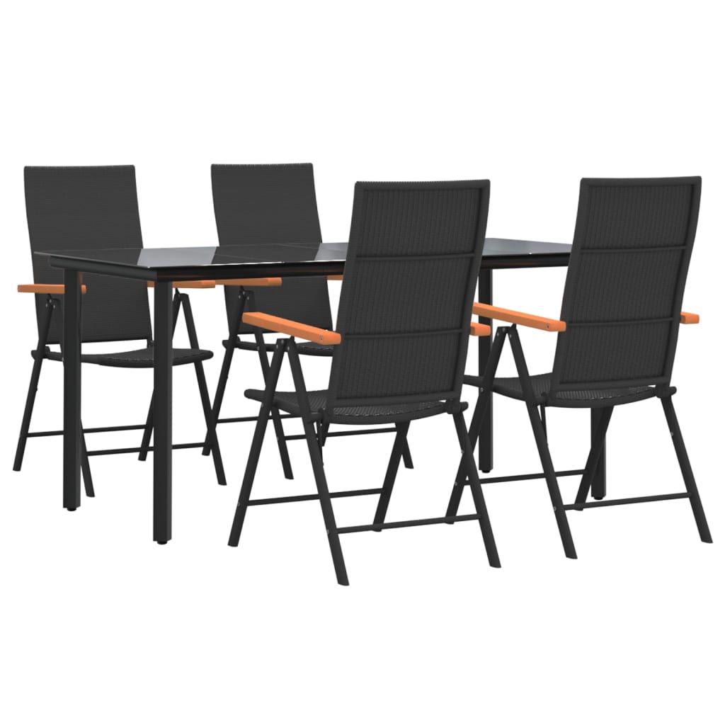vidaXL 5-delige Tuinset poly rattan zwart en bruin afbeelding