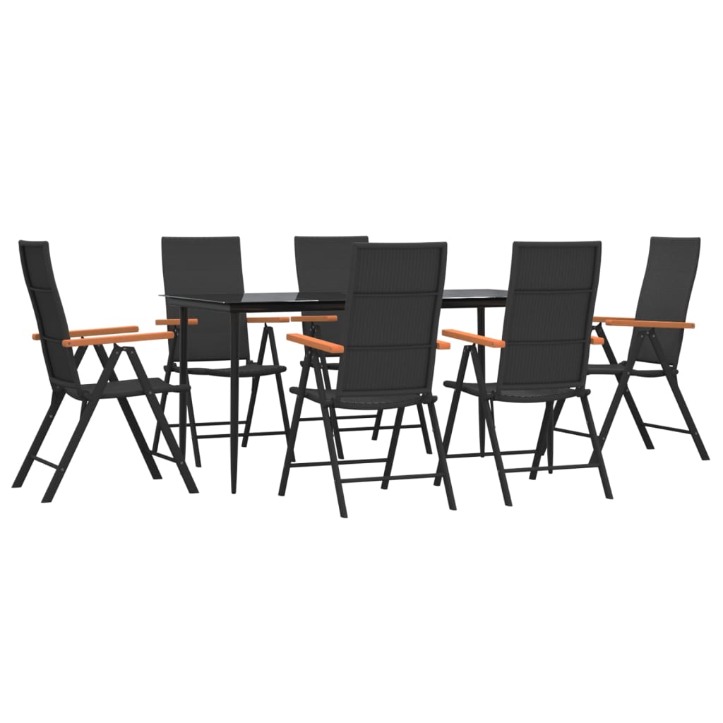 vidaXL 7-delige Tuinset poly rattan zwart en bruin afbeelding