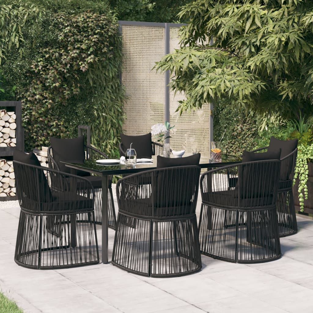 Vidaxl Set Mobilier De Gradina Cu Perne, 7 Piese, Negru, Ratan Pvc