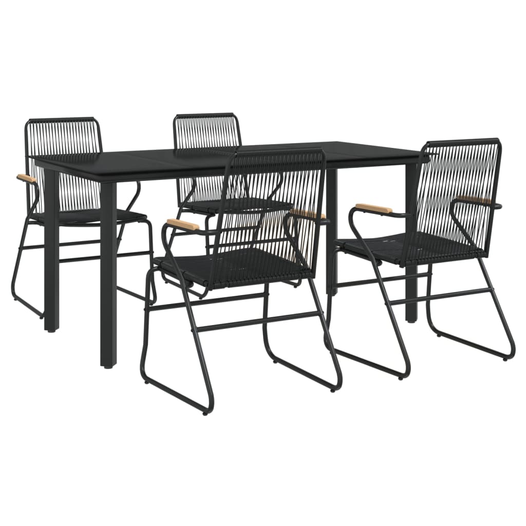 vidaXL 5-delige Tuinset PVC-rattan zwart afbeelding