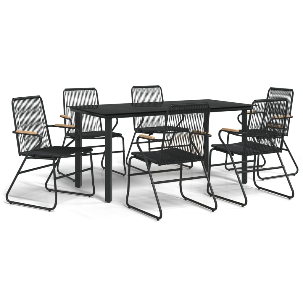 vidaXL 7-delige Tuinset PVC-rattan zwart
