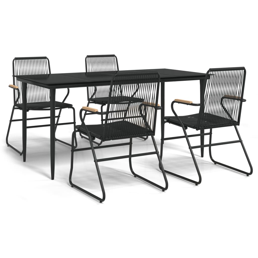 Photos - Garden Furniture VidaXL 5 Piece Patio Dining Set Black PVC Rattan 