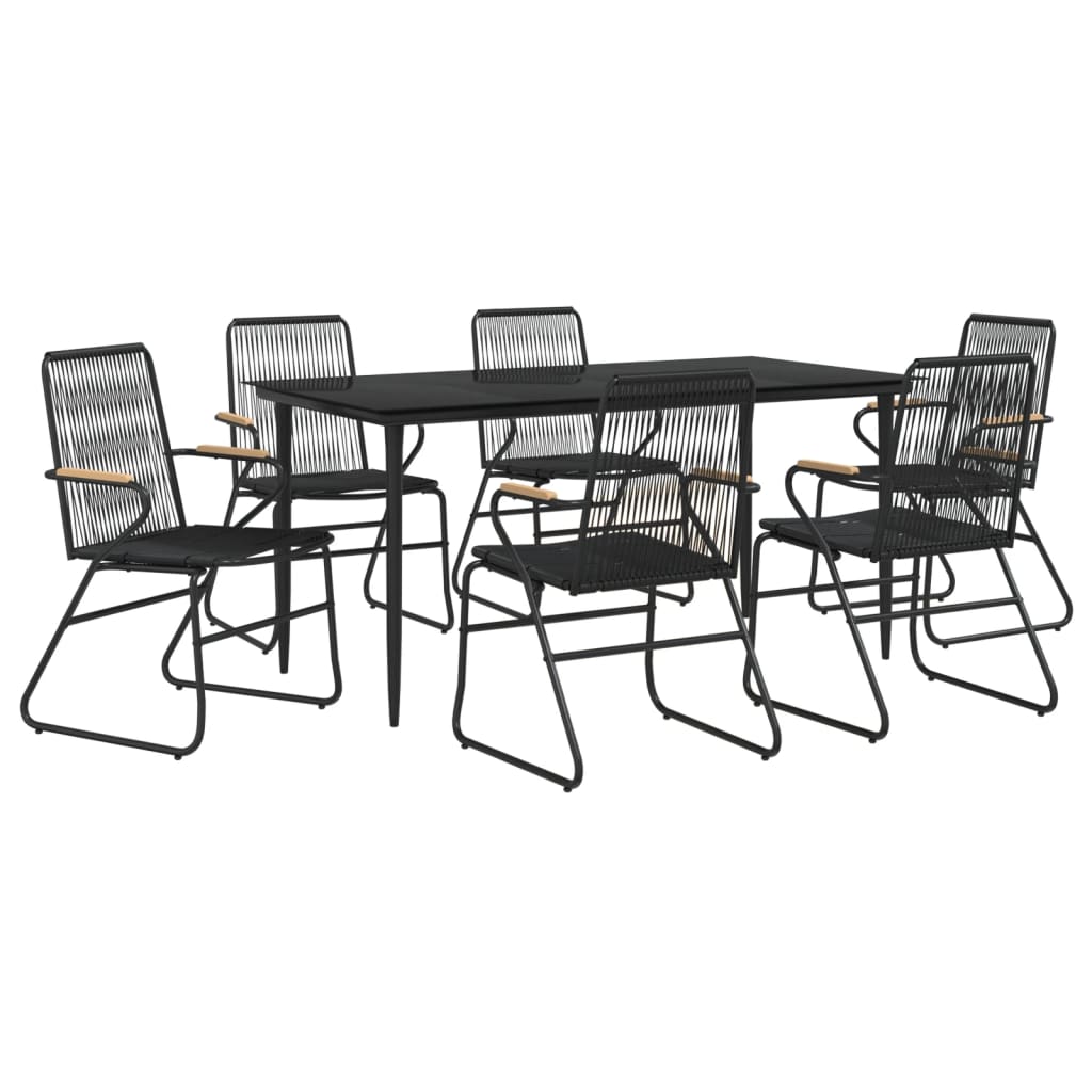 vidaXL 7-delige Tuinset PVC-rattan zwart afbeelding