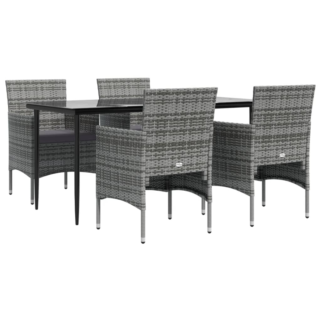 vidaXL Set de servit masa pentru grădină, 5 piese, gri și negru